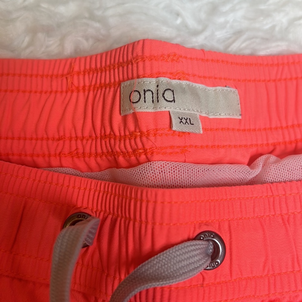 Onia Charles Trunk 7” Neon Coral Italian Stretch Mens Swim Trunks - Picture 5 of 11